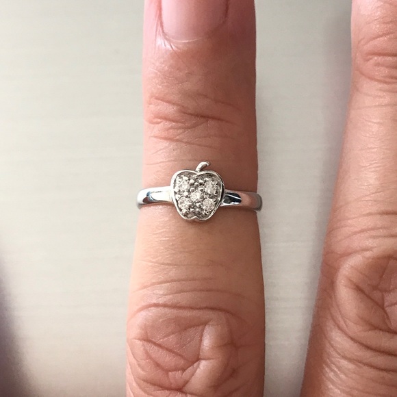 Sterling Silver CZ Apple Toe Ring, Silver Rings, Fruit Ring, Midi Ring - Picture 4 of 6